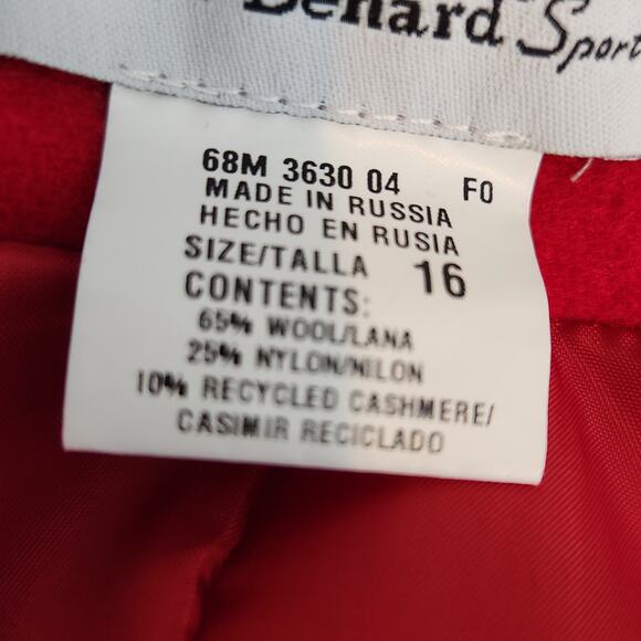 Vintage Harve Bernard Recycled Cashmere Wool Blend Blazer Red Size 12 - Picture 7 of 7